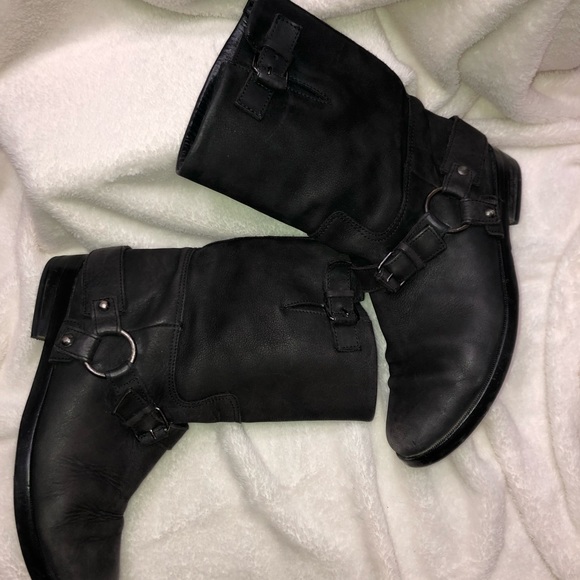 Key Te Black Leather Biker Boots Size EUROPE 40 US 9.5 Made In Italy - Picture 6 of 10